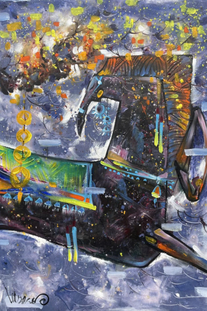 Dáng xuân - Tranh acrylic của Lê Quang Sáng