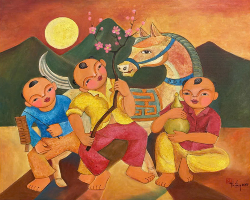 Dáng xuân - Tranh acrylic của Lê Quang Sáng 1